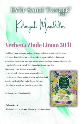 30'lu Gül, Verbena 50'li, Mandalina 150'li Kolonyalı Mendil ve ROSIE