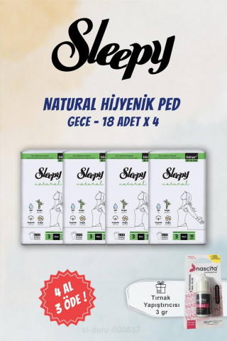 4 AL 3 ÖDE Sleepy Ultra Hassas Hijyenik Ped Gece 18 Adet ve Tırnak Yapıştırıcısı