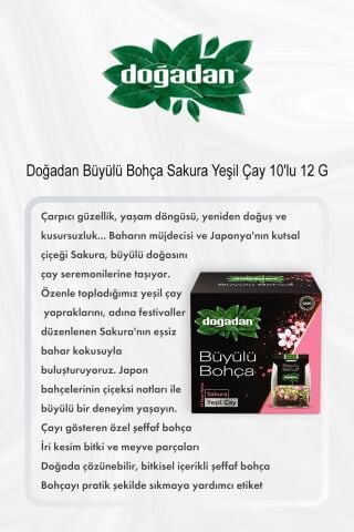 Doğadan Büyülü Bohça Sakura Yeşil Çay 10'lu 12 G 5 Al 4 Öde ve Rosie Pamuk