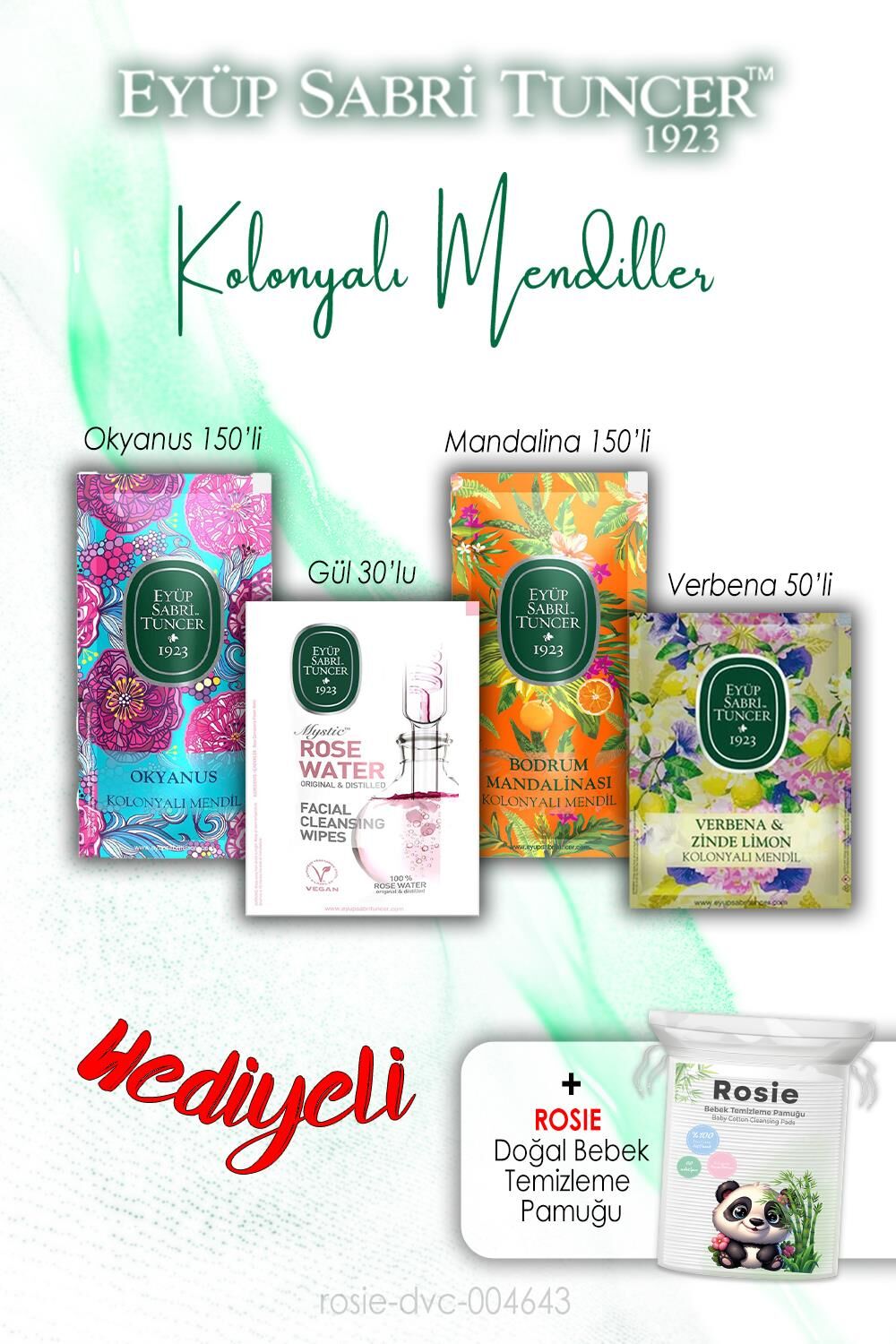 Okyanus, Verbena Limon, Mandalina ve Gül Kolonyalı Mendiller ve ROSIE