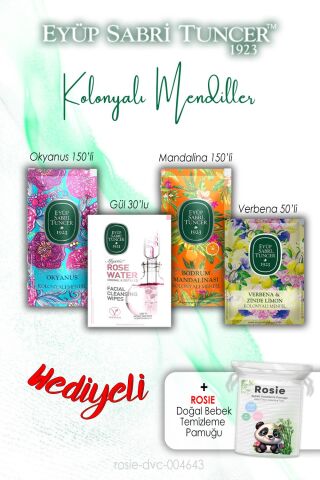 Okyanus, Verbena Limon, Mandalina ve Gül Kolonyalı Mendiller ve ROSIE