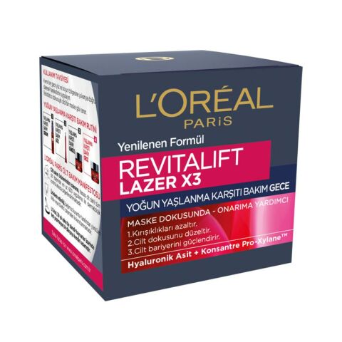 Loreal Paris Revitalift Lazer X3 Yaşlanma Karşıtı Gece Kremi 50 ml