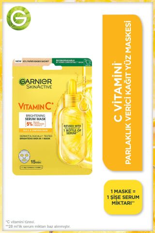 C Vitamini Parlak 2'li Bakım Seti Kağıt Yüz Maskesi + Süper Aydınlatıcı Serum