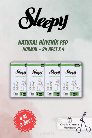 4 AL 3 ÖDE Sleepy Hassas Hijyenik Ped Normal 24 Adet ve Kirpik Kıvırma Aleti