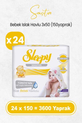 Sleepy Sensitive Islak Bebek Mendil 3x50 x 24 Adet (3600 Yaprak)