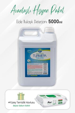 Turmepa Elde Yıkama Bulaşık Deterjanı 5 Litre ve Easy Yüzey Temizlik 100' lü