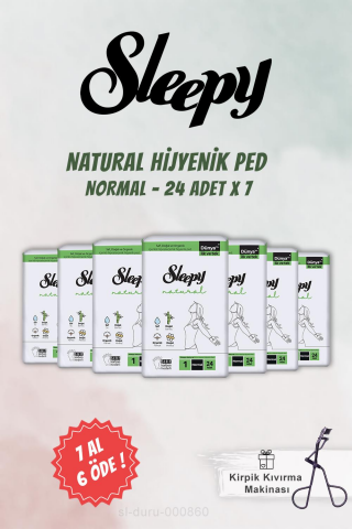 Sleepy 7 AL 6 ÖDE Hassas Hijyenik Ped Normal 24 Adet ve Kirpik Kıvırma Aleti