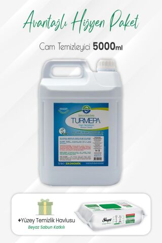 Turmepa Cam Temizleyici 5 lt ve Easy Clean Yüzey Temizlik 100' lü