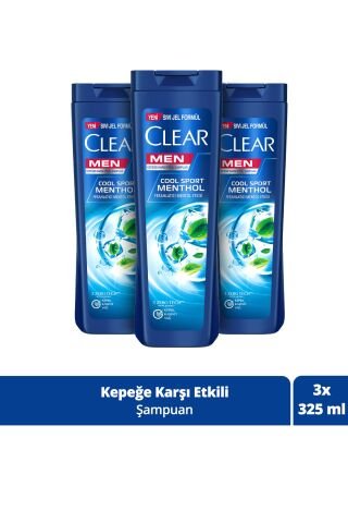 Clear Men Kepeğe Karşı Etkili Ferahlatıcı Mentol Etkisi 325 ml x 3