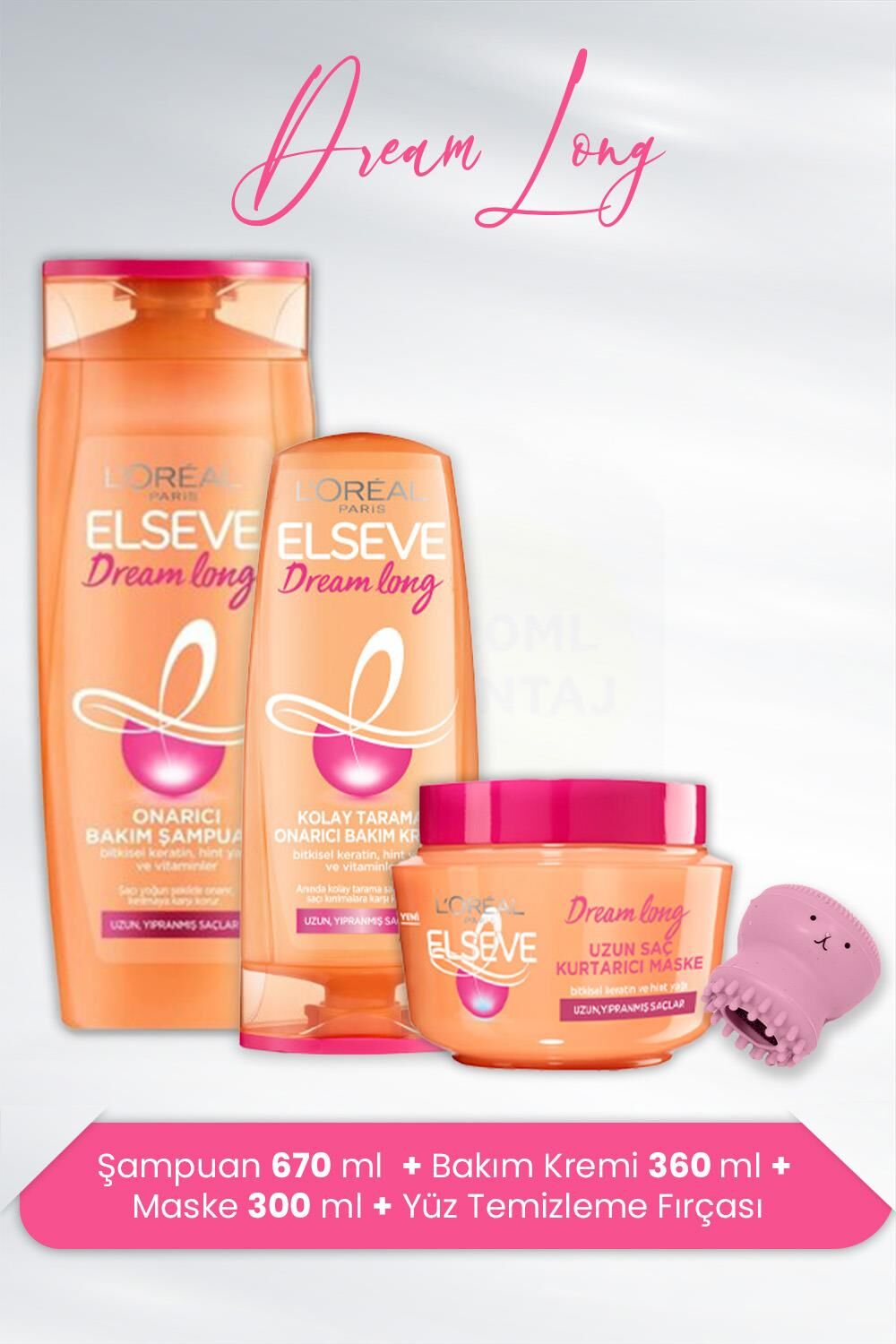Elseve Dream Long Saç Bakım Seti ve Yüz Temizleme Fırçası
