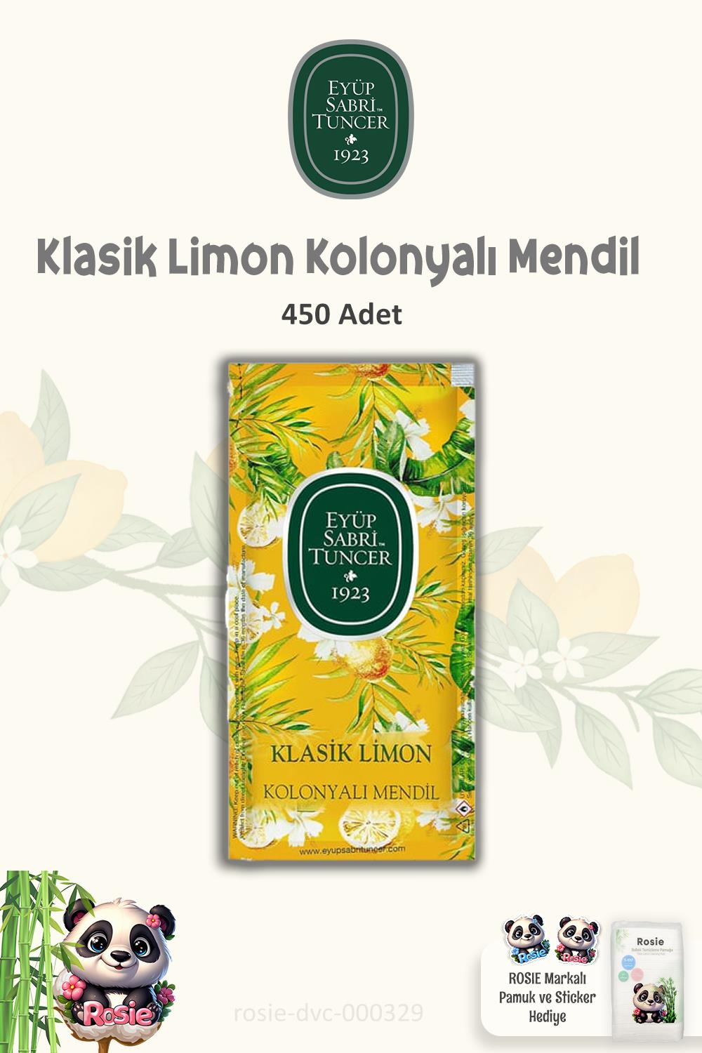 Eyüp Sabri Tuncer Kolonyalı Mendil Klasik Limon 150'li 3 Paket ve ROSIE 60'lı