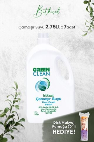 Green Clean Bitkisel Çamaşır Suyu 2,75 Lt x 7 Adet ve Hediyeli