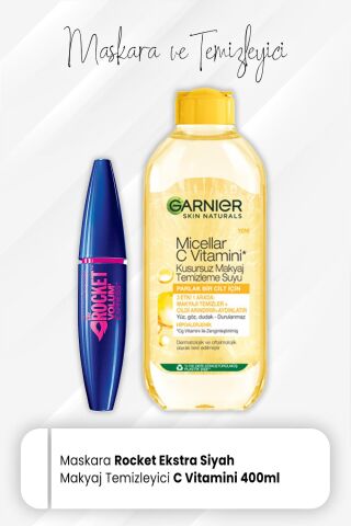 Maybelline New York Rocket Volum Express Ekstra Siyah ve Micellar Temizleme C Vitamini 400 ml