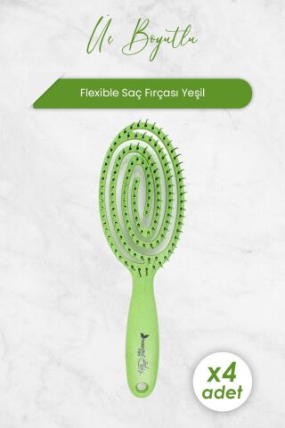 Nascita Üç Boyutlu Flexible Saç Fırçası Yeşil x 4 Adet