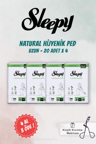 Sleepy 4 AL 3 ÖDE Natural Uzun Hijyenik Ped 20 Adet ve Kirpik Kıvırıcı