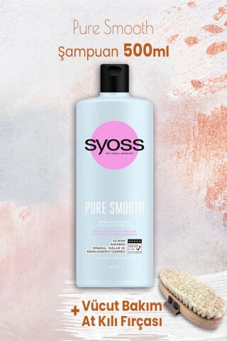 Syoss Pure Smooth Şampuan 500 ml ve Vücut Bakım At Kılı Fırçası
