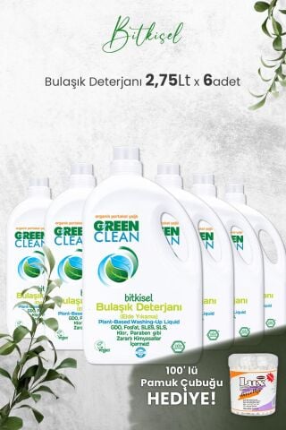 U Green Clean Bitkisel Bulaşık Deterjanı 2,75 LT x 6 Adet ve Hediyeli