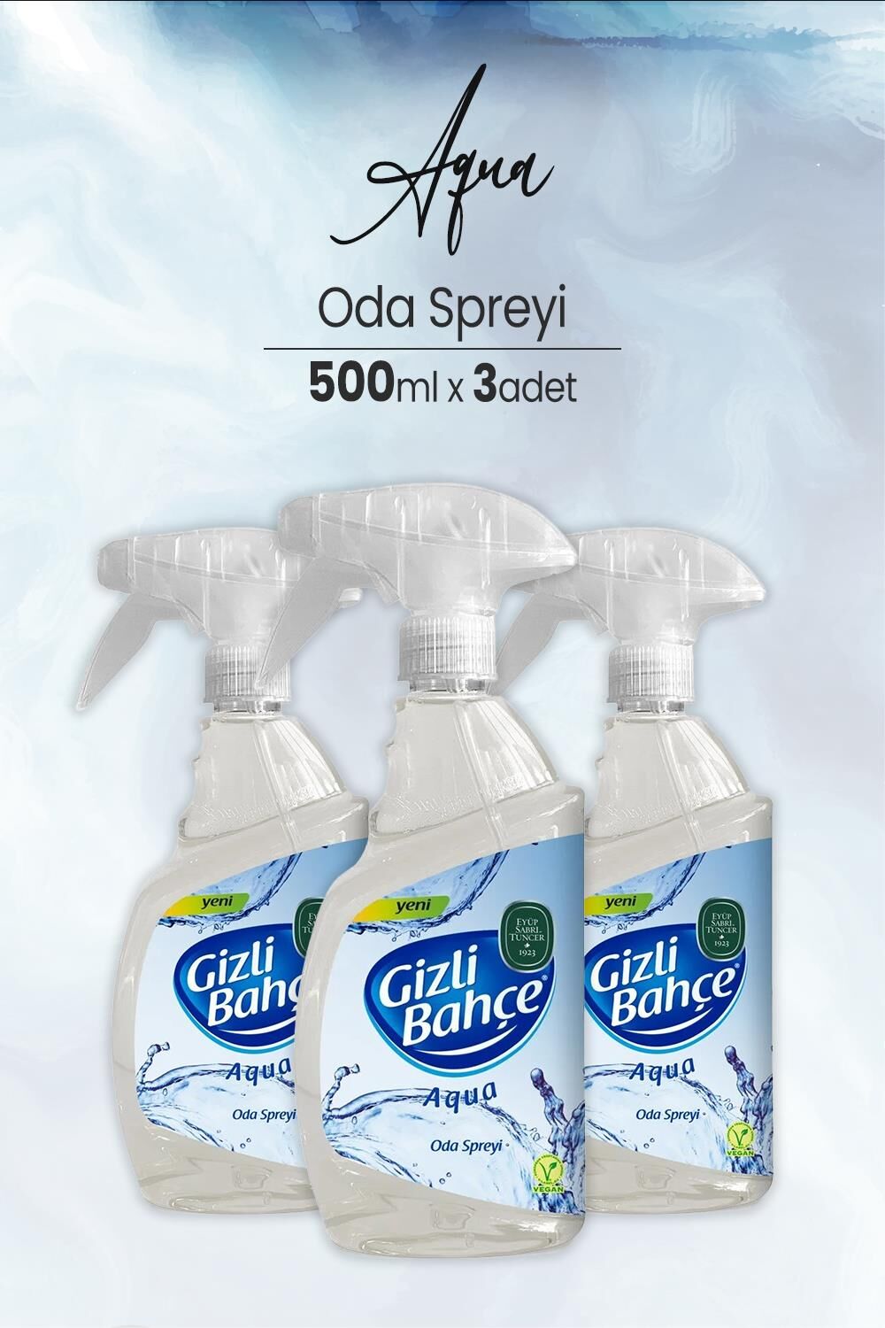 Eyüp Sabri Tuncer Yeni Nesil Oda Spreyi Aqua 500 ml x 3 Adet