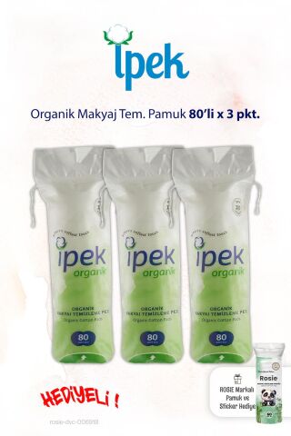 İpek Organik 3 pkt x 80'li Makyaj Tem. Pamuğu ve Rosie