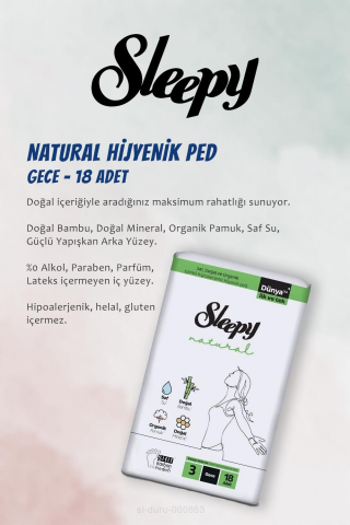 4 AL 3 ÖDE Sleepy Hijyenik Ped Gece 18 Adet Natural ve Kirpik Kıvırıcı