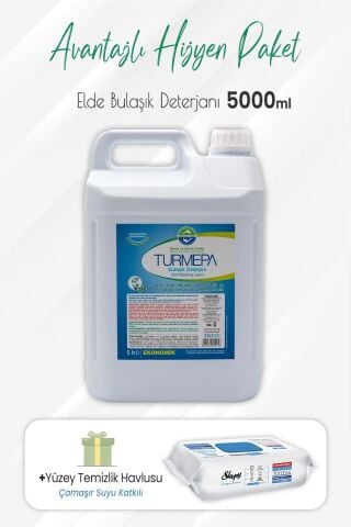 Turmepa Elde Yıkama Bulaşık Deterjanı 5 lt ve Çamaşır Sulu Yüzey Temizlik 100' lü