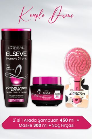 Elseve Komple Direnç 2' si 1 Arada Şampuan, Saç Maskesi ve Saç Fırçası