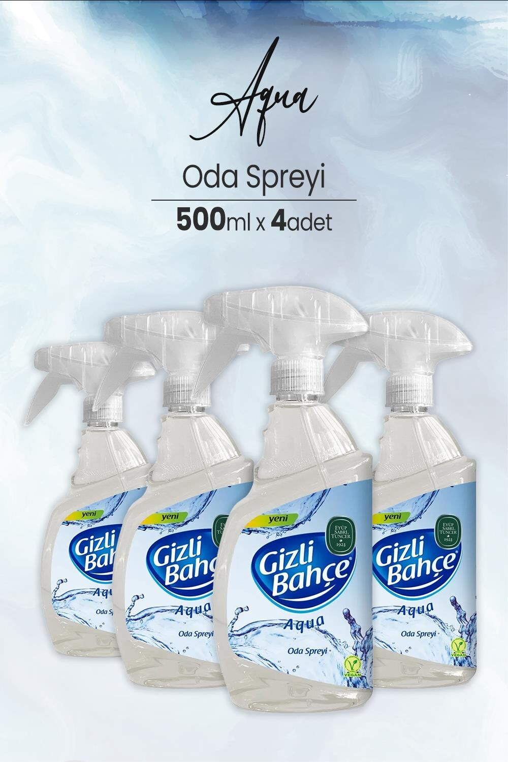 Eyüp Sabri Tuncer Yeni Nesil Oda Spreyi Aqua 500 ml x 4 Adet