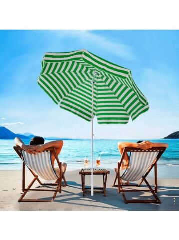 Plaj Şemsiyesi Yeşil Beyaz 180 CM Çap 8 Telli Eğim Verilir BİDONSUZ ve rosie hediye