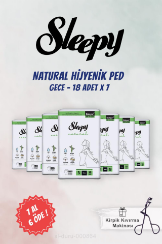 7 AL 6 ÖDE Sleepy Hijyenik Ped Gece 18 Adet Natural ve Kirpik Kıvırıcı