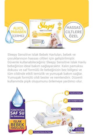 Sleepy Sensitive Islak Havlu 50'li x 15 Adet