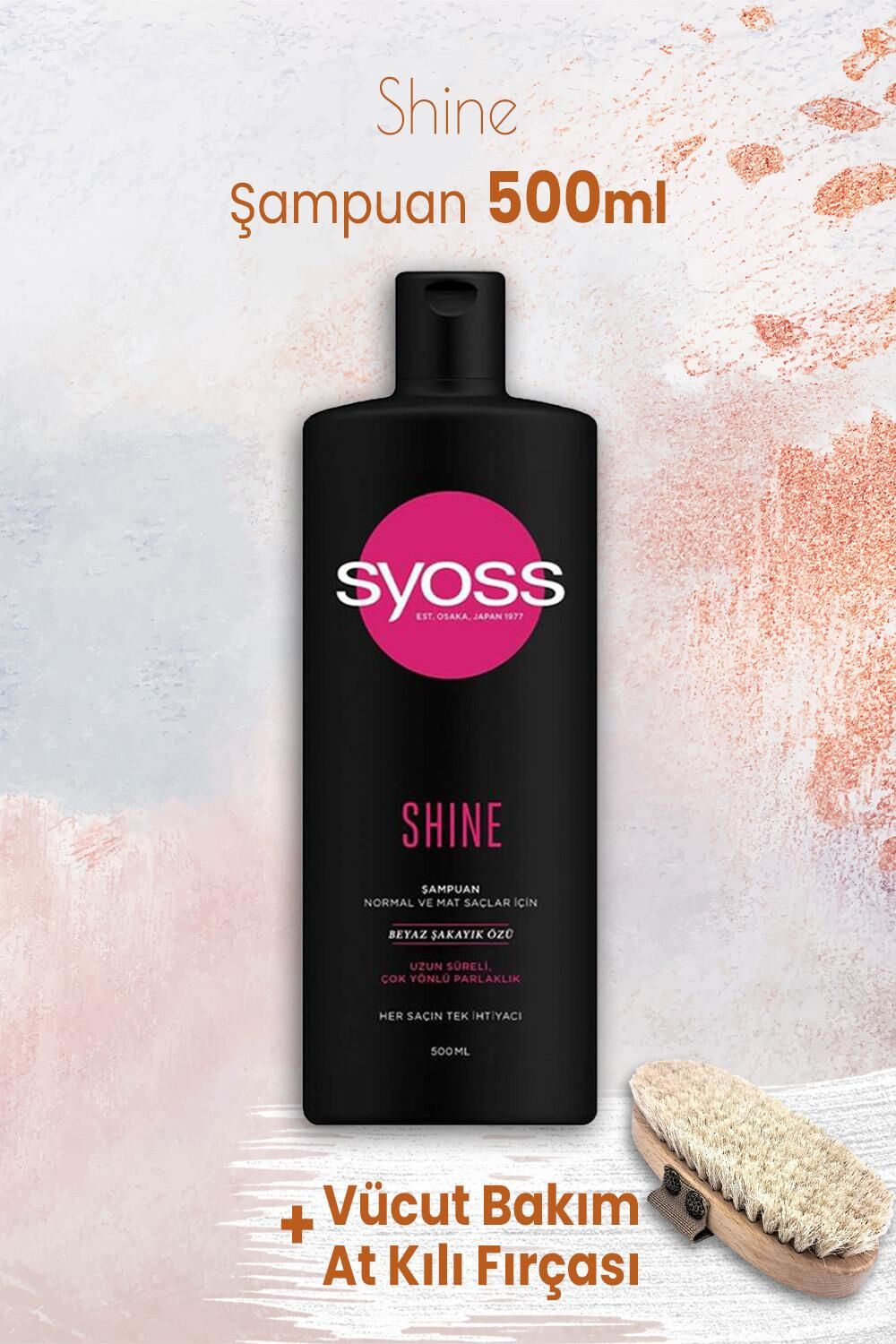 Syoss Şampuan Shine 500 ml ve Vücut Bakım At Kılı Fırçası
