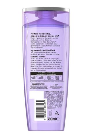 Elseve Loreal Şampuan Hydra Hyaluronıc Nem Dolduran Şampuan 390 Ml X 6 Adet
