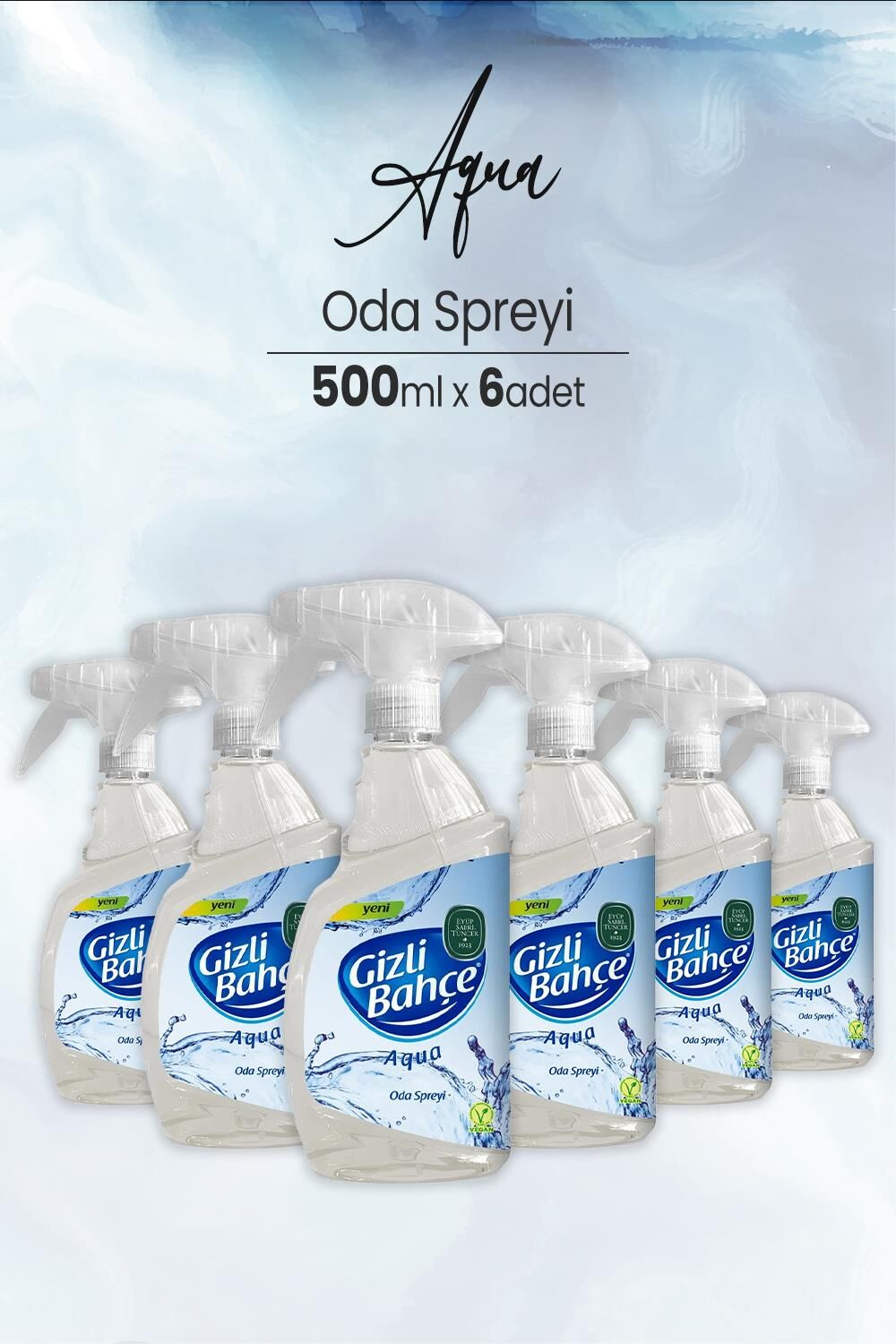 Eyüp Sabri Tuncer Yeni Nesil Oda Spreyi Aqua 500 ml x 6 Adet