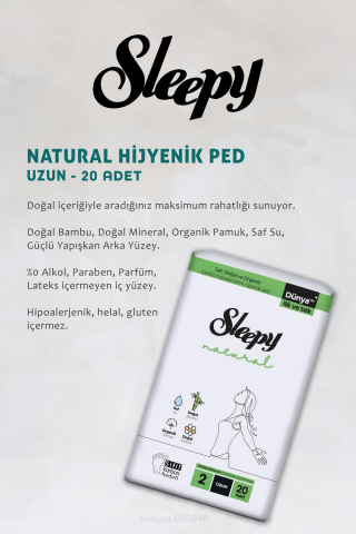 17 AL 15 ÖDE Sleepy Natural Ultra Hassas Hijyenik 20 li Uzun Ped ve Saç Fırçası