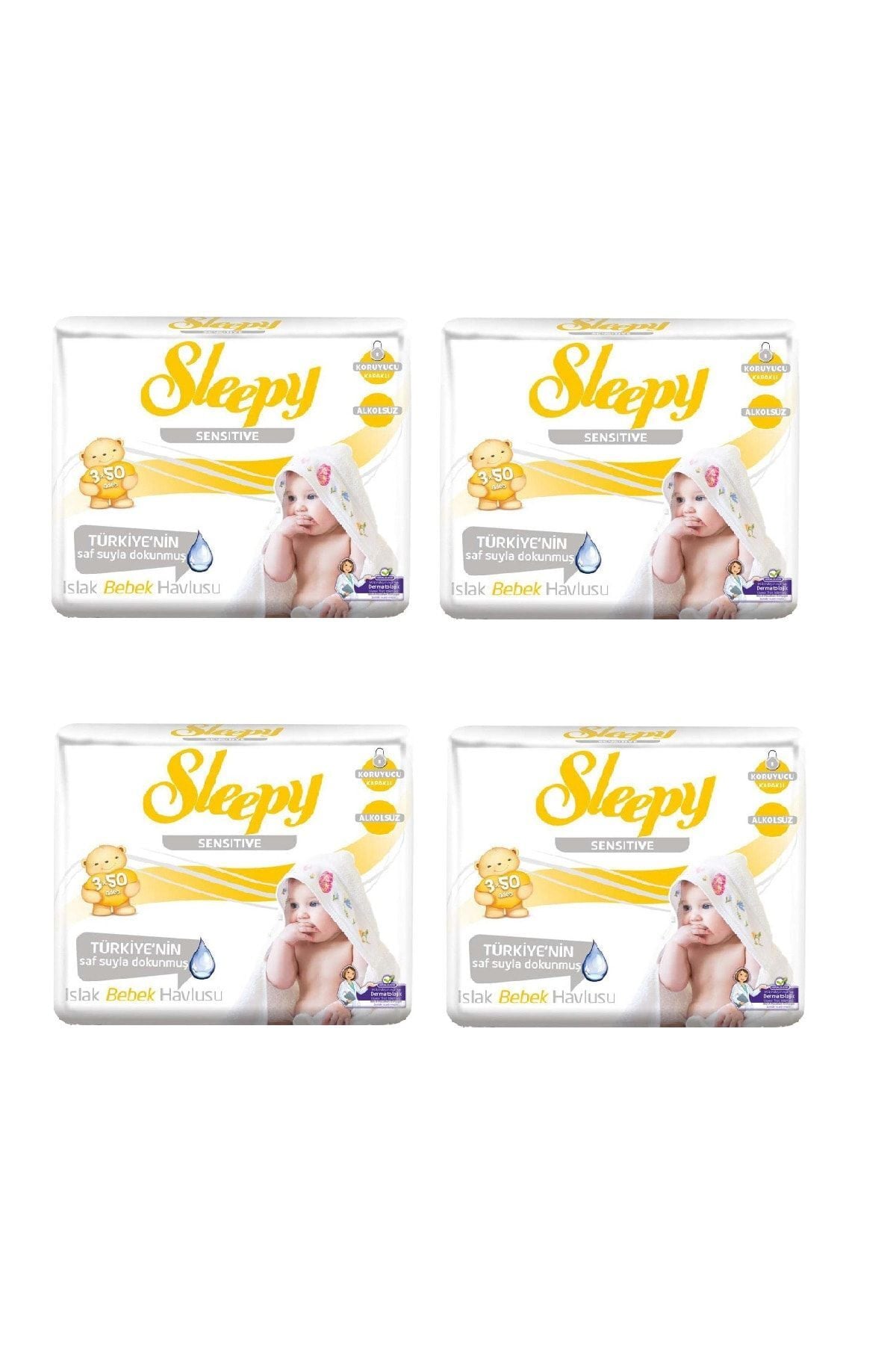 Sleepy Sensitive Islak Mendil 50 Yaprak 3'lü Paket x 4 Adet