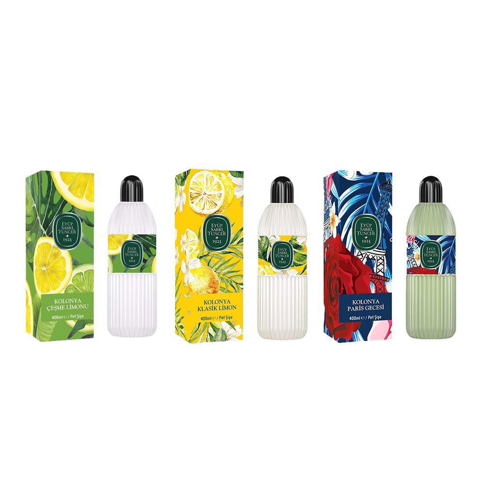 Eyüp Sabri Tuncer Kolonya Çeşme Limonu, Klasik Limon ve Paris Gecesi Pet Şişe 400 ml