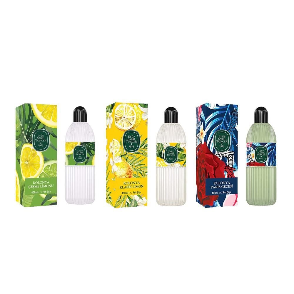 Eyüp Sabri Tuncer Kolonya Çeşme Limonu, Klasik Limon ve Paris Gecesi Pet Şişe 400 ml