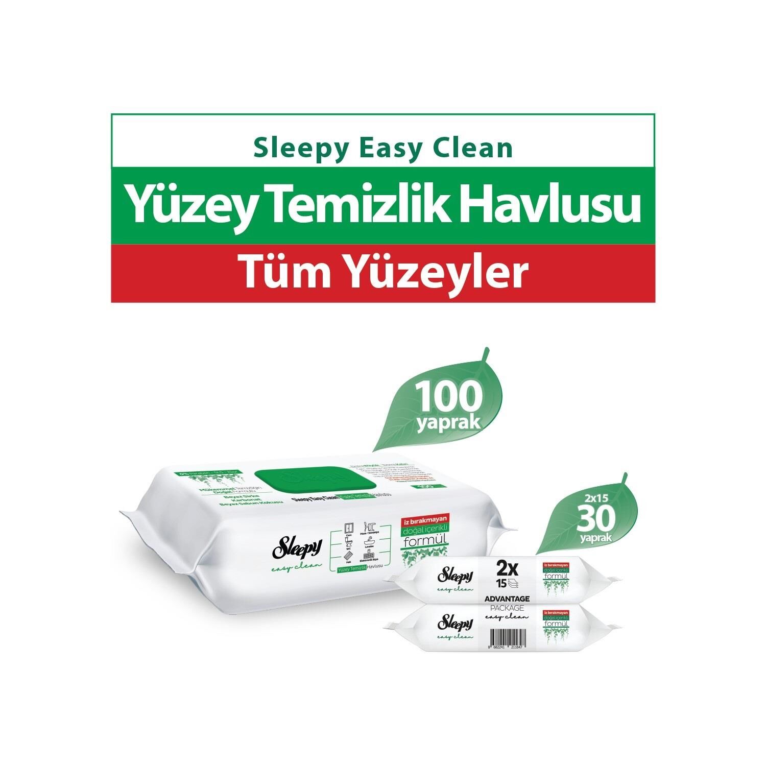 Sleepy Easy Clean Yüzey Temizlik Havlusu 100+2X15 (130 Yaprak)