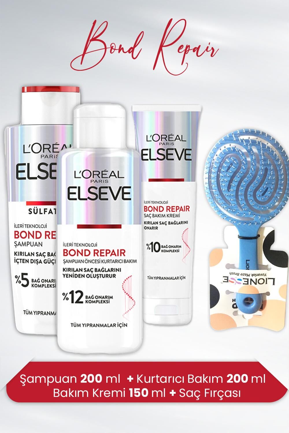 Elseve Bond Repair Saç Bakım Seti ve Saç Fırçası