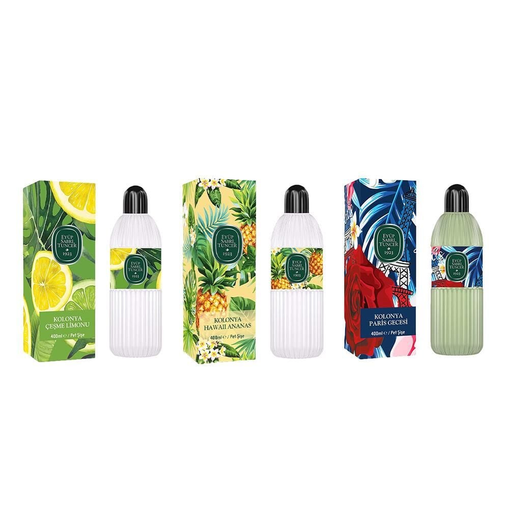 Eyüp Sabri Tuncer Kolonya Çeşme Limonu, Hawaii Ananas ve Paris Gecesi Pet Şişe 400 ml