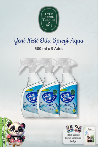 3'lü Eyüp Sabri Tuncer Yeni Nesil Oda Spreyi Aqua 500 ml ve ROSIE %100 Pamuk