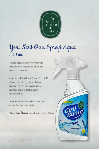 3'lü Eyüp Sabri Tuncer Yeni Nesil Oda Spreyi Aqua 500 ml ve ROSIE %100 Pamuk
