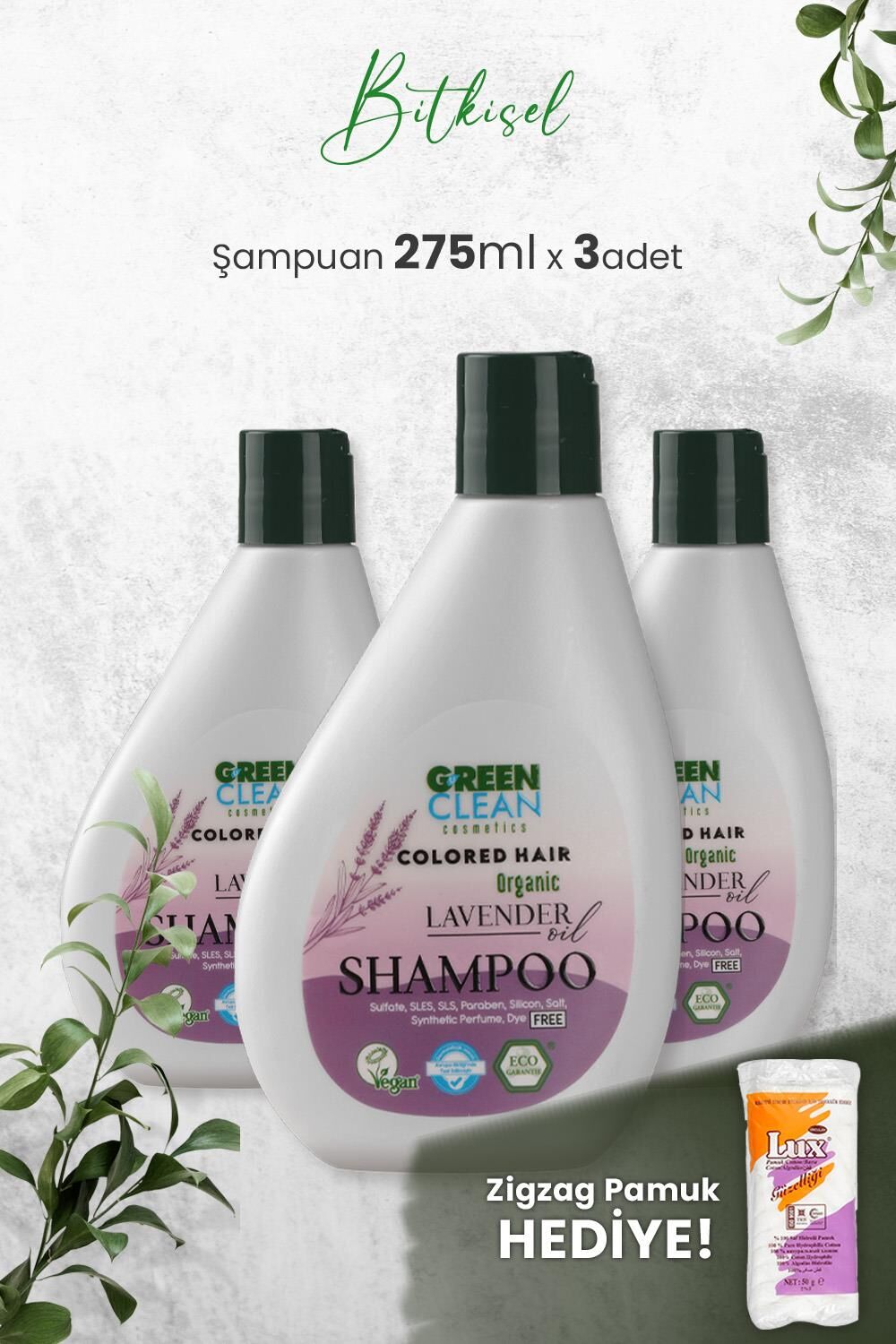 Green Clean Şampuan Lavender 275 ml x 3 Adet ve Hediyeli