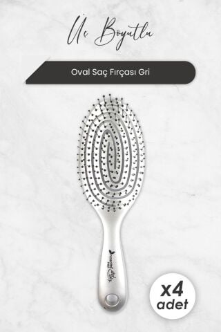 Nascita Üç Boyutlu Oval Saç Fırçası Gri x 4 Adet