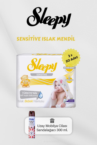 150 Adet Sensitive Islak Mendil, Mobilya Cilası Hediyeli