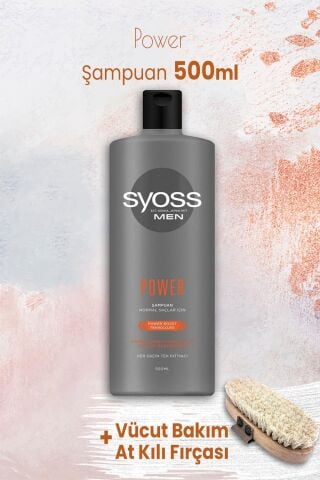 Syoss Men Power Şampuan 500 ml ve Vücut Bakım At Kılı Fırçası