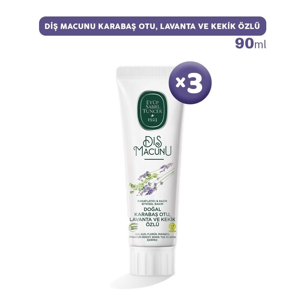 Eyüp Sabri Tuncer Diş Macunu Karabaş Otu, Lavanta ve Kekik Özlü 90 ml x 3