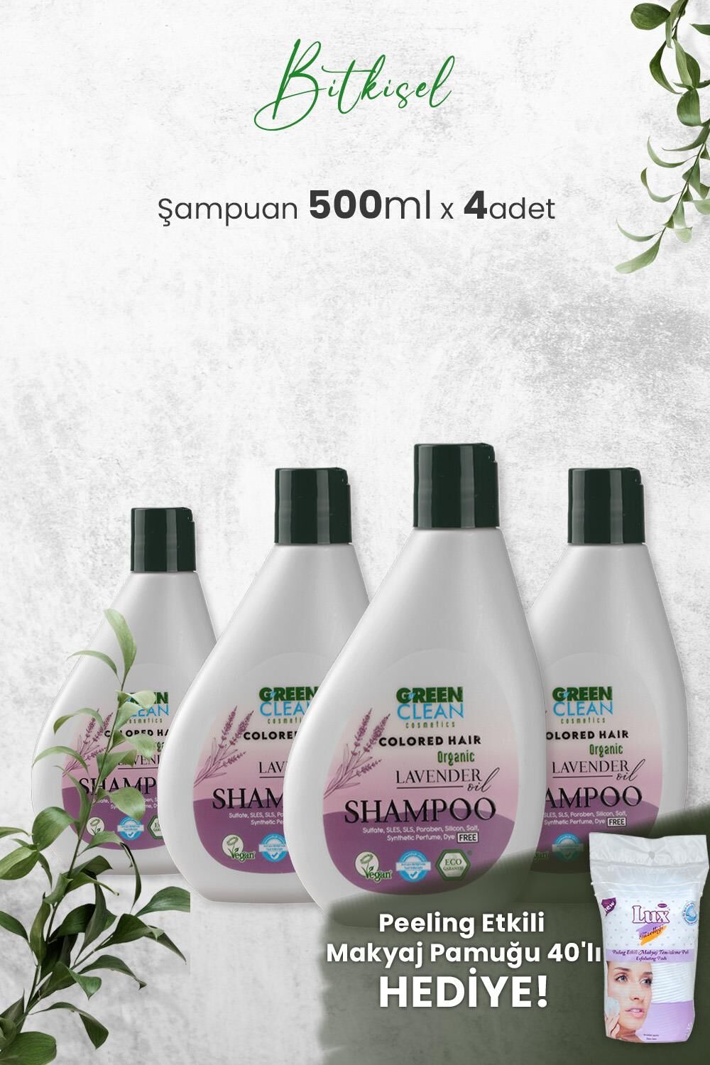 Green Clean Şampuan Lavender 275 ml x 4 Adet ve Hediyeli