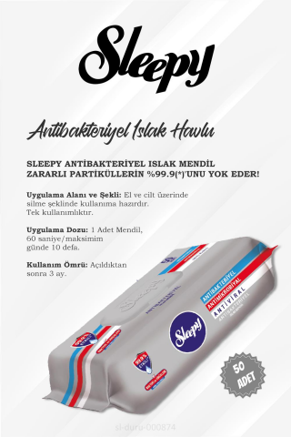 Sleepy Antibakteriyel Islak Havlu Gri Paket 50 li 17 AL 15 ÖDE ve ROSIE Pamuk 60'lı