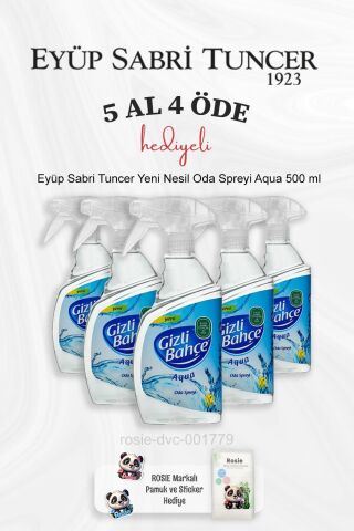 Eyüp Sabri Tuncer Yeni Nesil Oda Spreyi Aqua 500 ml 5 Al 4 Öde ve Rosie Pamuk